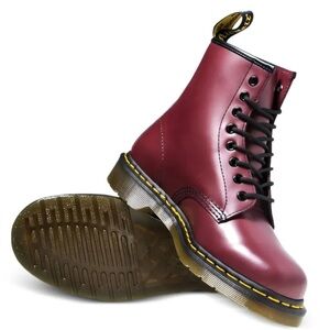Dr. Martens 1460 Smooth Leather Lace-Up Boots in Burgundy